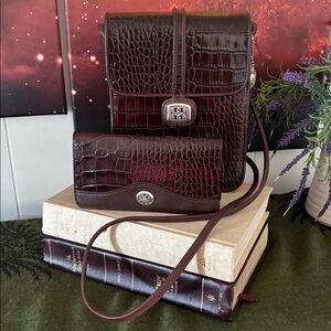 Brighton One World Leather Crossbody Set